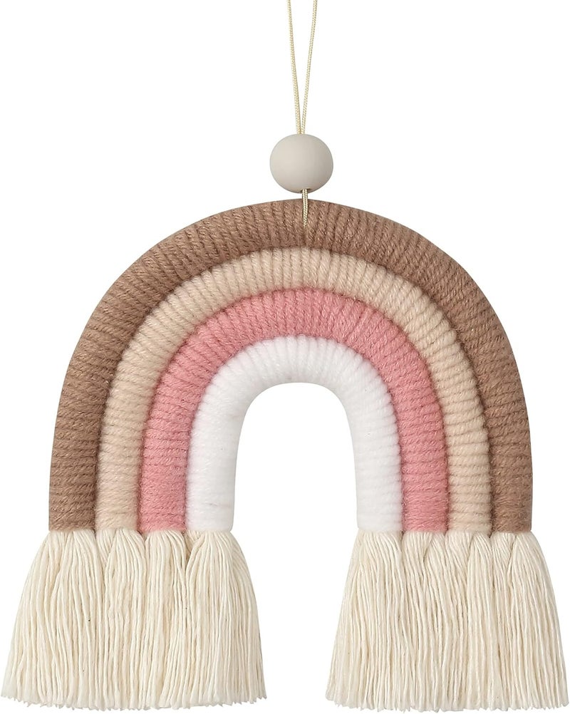 BOHO GARDEN Macrame Bohemian Rainbow Charm - Essential Oil Diffuser for Cars, Baby Nursery, Children’s Bedroom & Home Decor - Colorful Decorative Hanging Air Freshener & Accessories - 3.5x4 - Sienna - Image 1